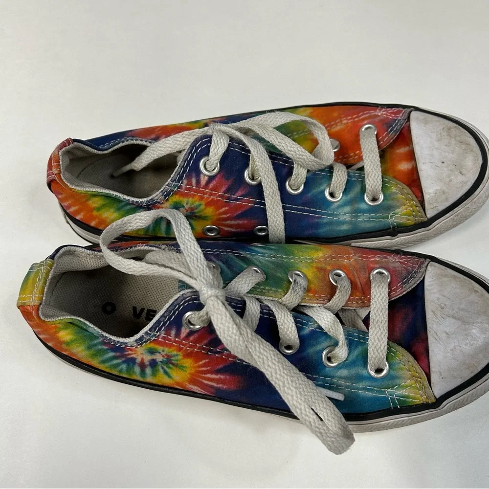 Converse Unisex Youth Kids Sneakers Size 2 Low Top Lace Up Tie Dye Yellow #1571